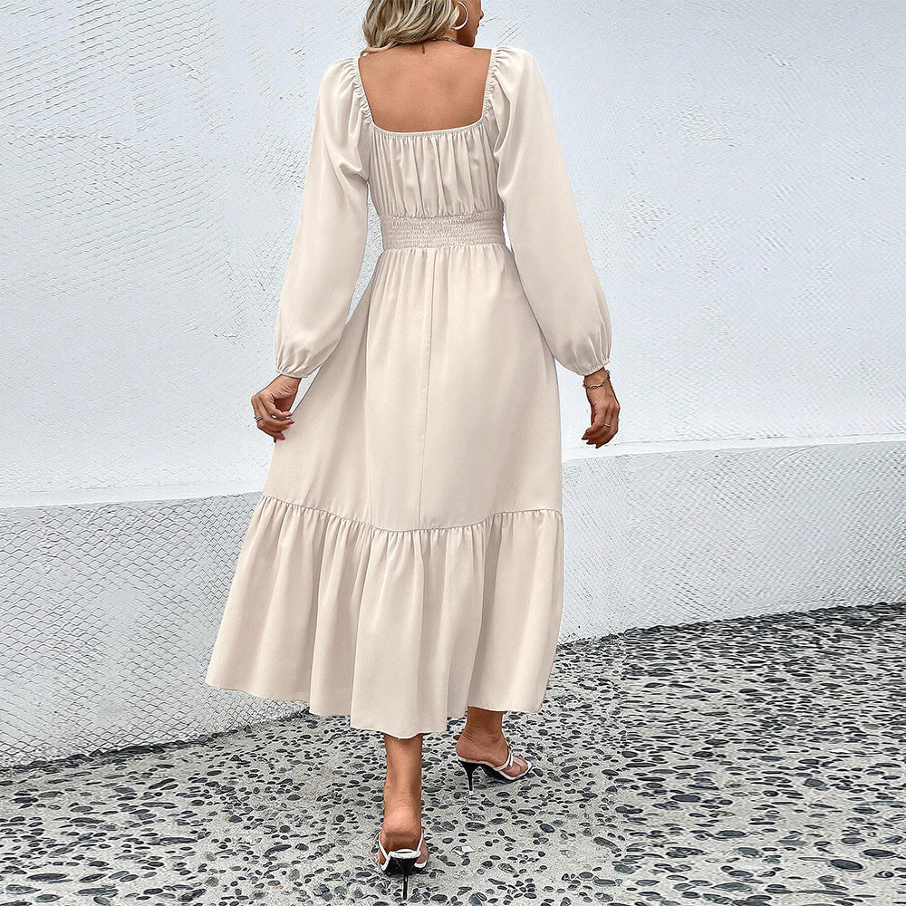 Långklänning Dam Elegant Monokrom För Fest och Bröllop Högkvalitativt Tyg-2