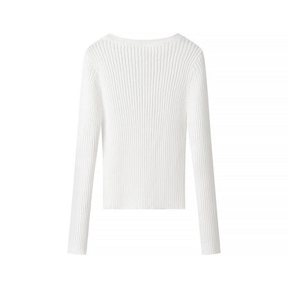 Dam Stickad Tröja Långärmad Medel Tjocklek Mjuk Akryl-3