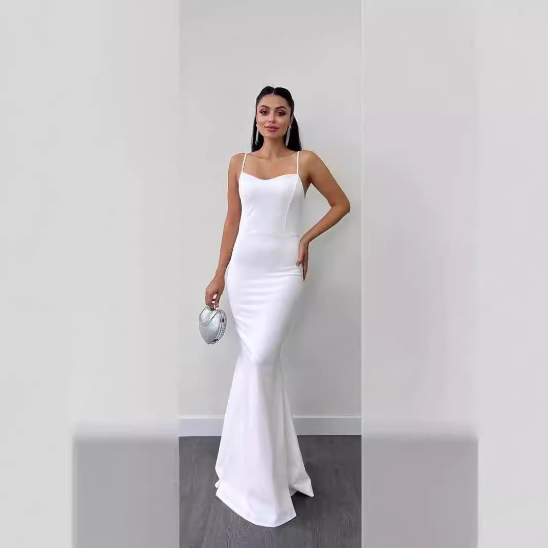 Kvinnors Fishtail Klänning Slim-Fit Polyester med Långa Ärmar-4