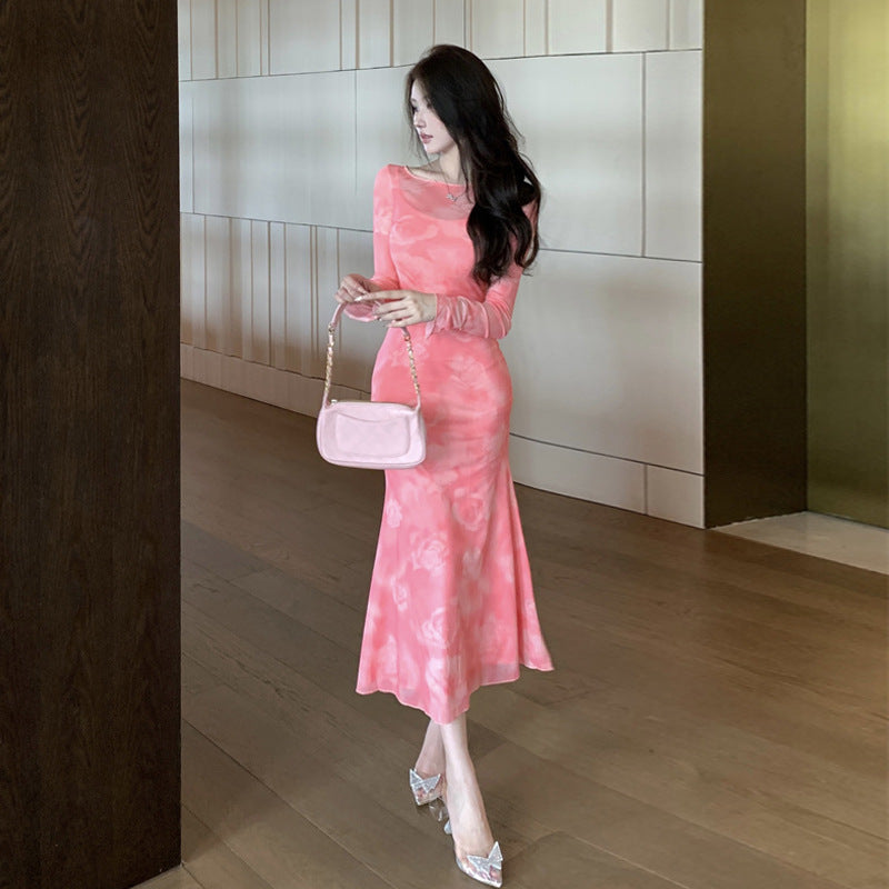 Fina Dam Klänningar Set med Spaghetti Band Ombre Design Polyester-3