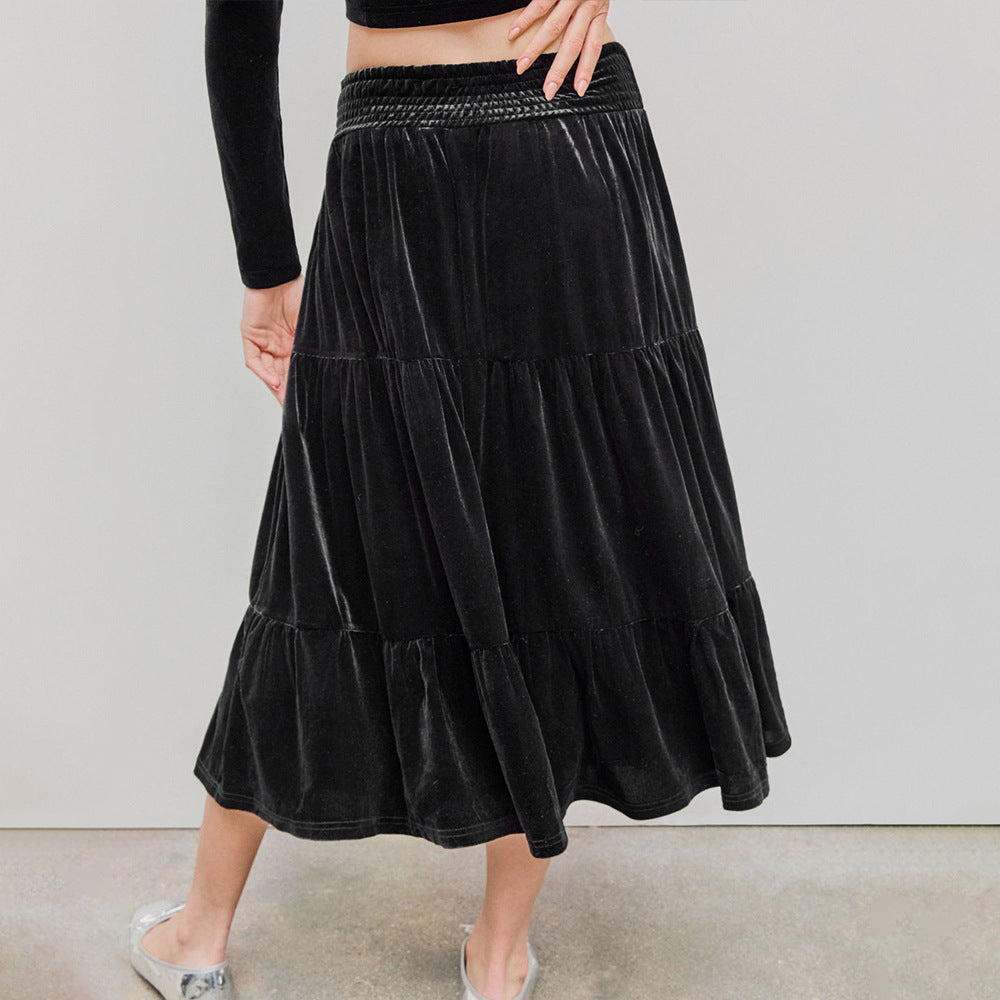 Kvinnors Midirock Rynkad Polyester-3