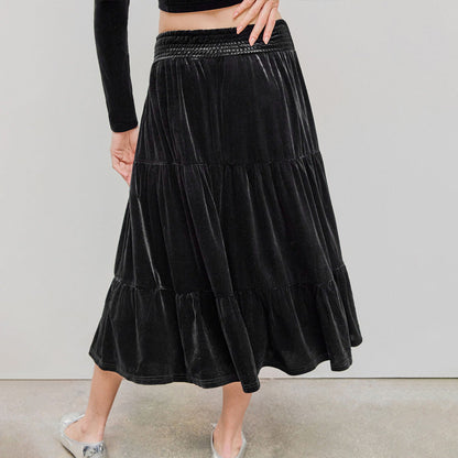 Kvinnors Midirock Rynkad Polyester-3