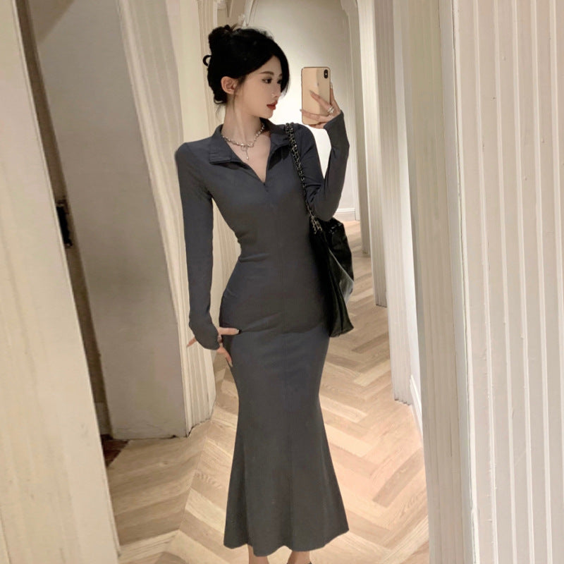 Variant image for Kvinnors Mermaid Klänning Slim Fit V-ringning Polyester-1