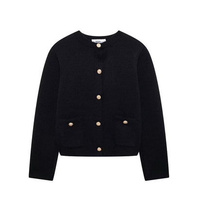 Lång Kofta Dam Med Gyllene Knappar Polyester-3