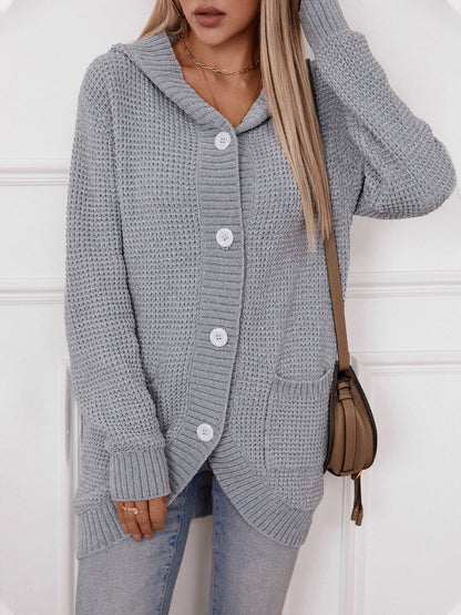 Oversized Damjacka med Huva och Knappdetaljer i Akryl – Avslappnad Jacka för Kalla Dagar 2