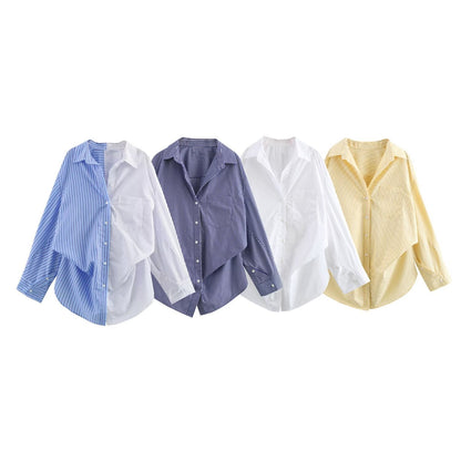 Dam Skjorta Löst Snitt Satin Elegant Blus 2