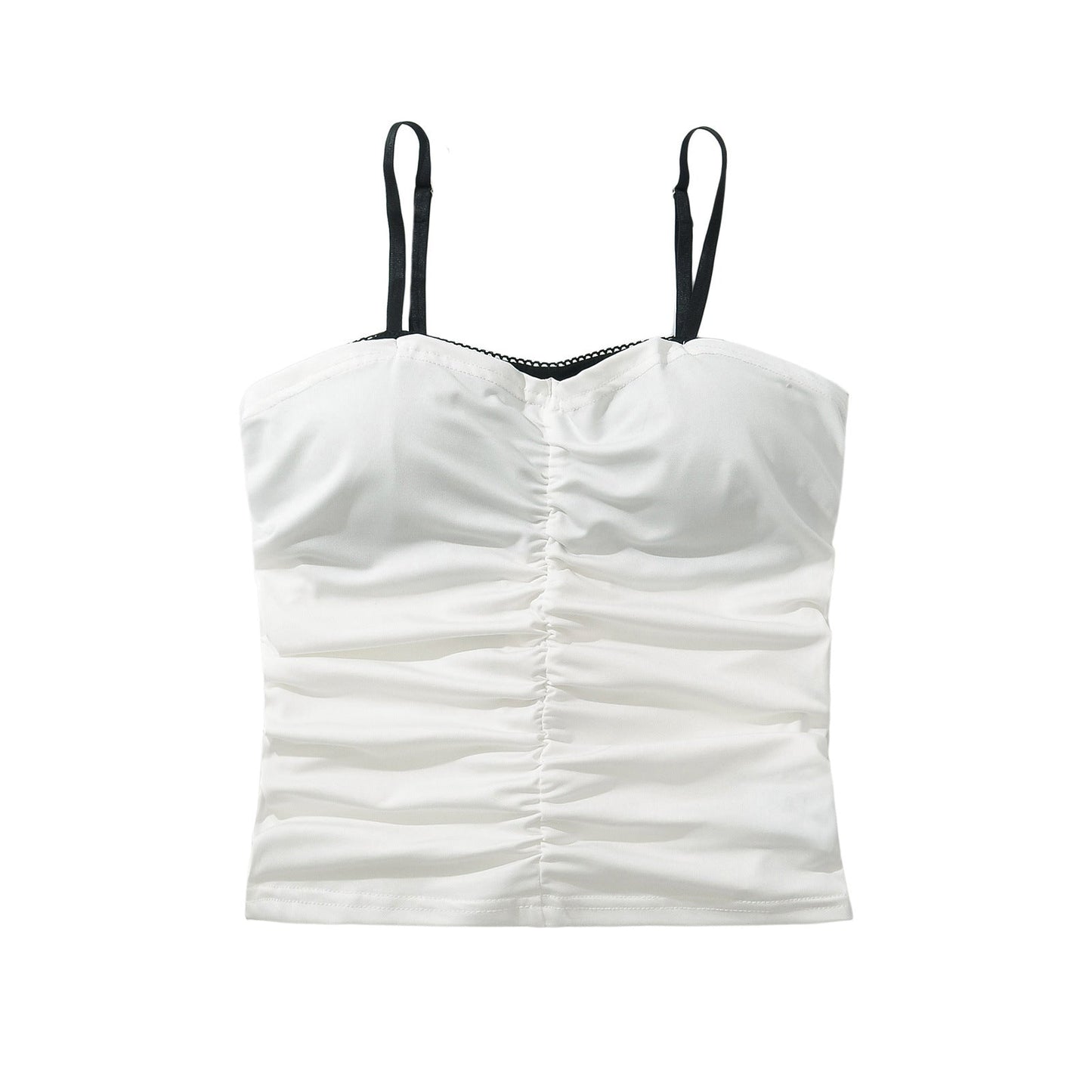 Damer Topp Rüschdetaljer Justerbara Spaghettiband Lätt Material 6