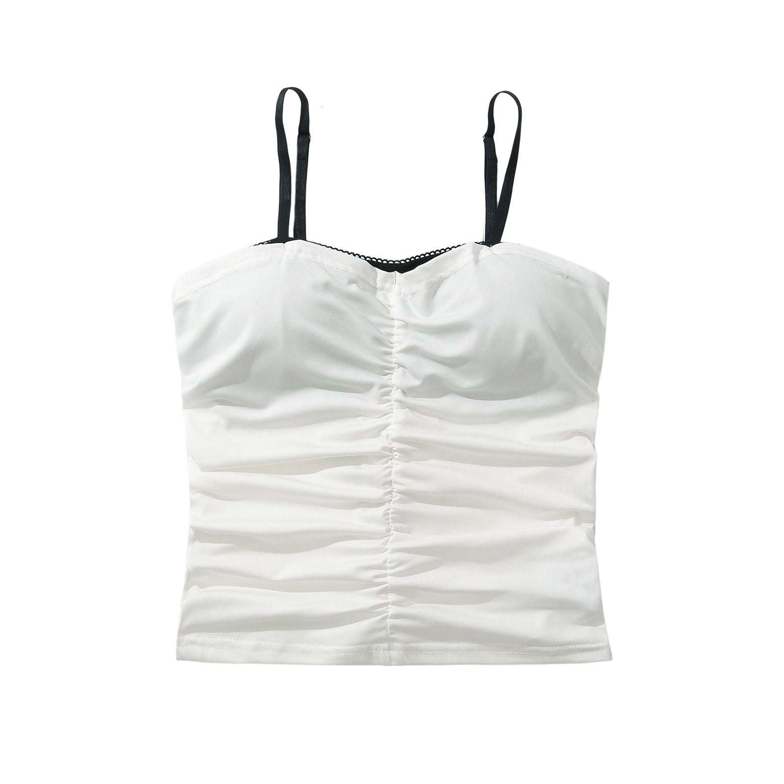 Damer Topp Rüschdetaljer Justerbara Spaghettiband Lätt Material 6