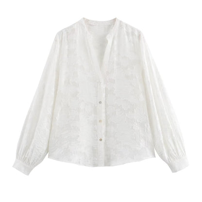 Herrskjorta Långärmad Blommig 100% Bomull Avslappnad Passform-3