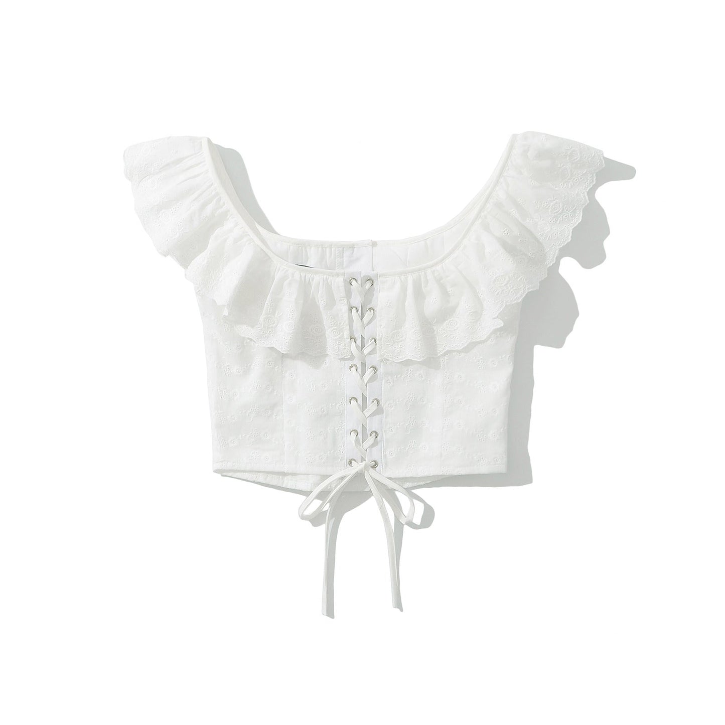 Kvinnors Festtop med Ruffle Detaljer i Andningsbart Material 3