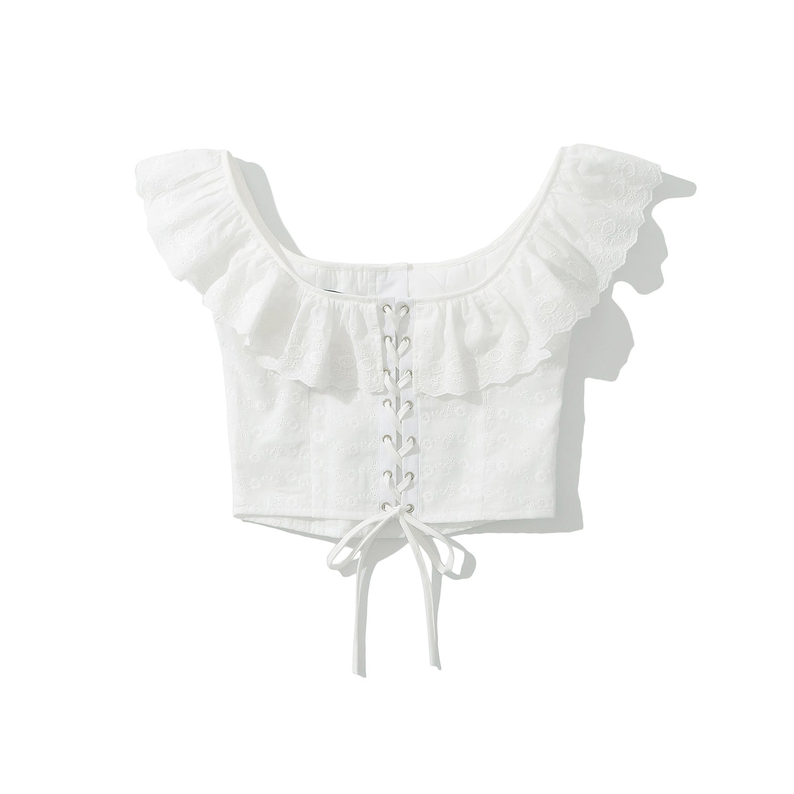 Kvinnors Festtop med Ruffle Detaljer i Andningsbart Material 3