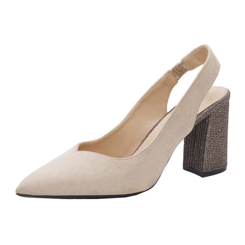Kvinnor Slingback Pumps Blockklack Högkvalitativ Textil-6