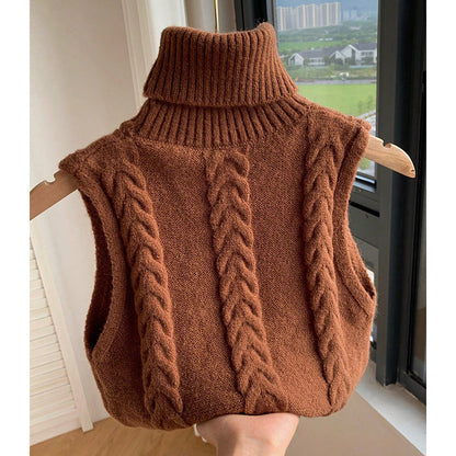 Stickad Dam Tröja med Hög Krage - Mjuk Bomull och Flätat Mönster, Tidlös och Mångsidig, Perfekt för Kalla Dagar 4