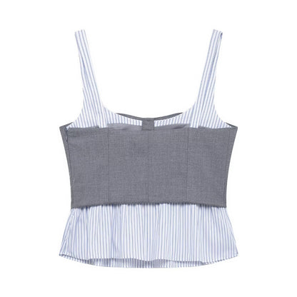 Kvinnors Mini Kjol Set Axelremmar Randig Polyester-3