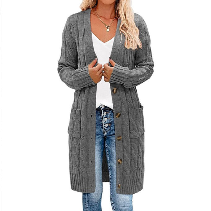 Dam Cardigan V-ringning Knappdetaljer Polyester Casual-6