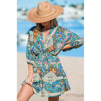 Variant image for Kvinna V-Neck Klänning Blommönster Elastisk Polyester-1