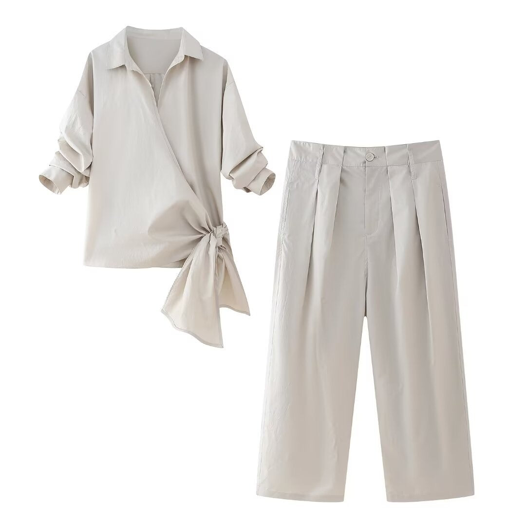 Dam Bågskjorta och Byxor Set Veckad Polyester-2