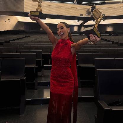 Kvinnors Aftonklänning Spetsdetaljer V-hals Polyester 6