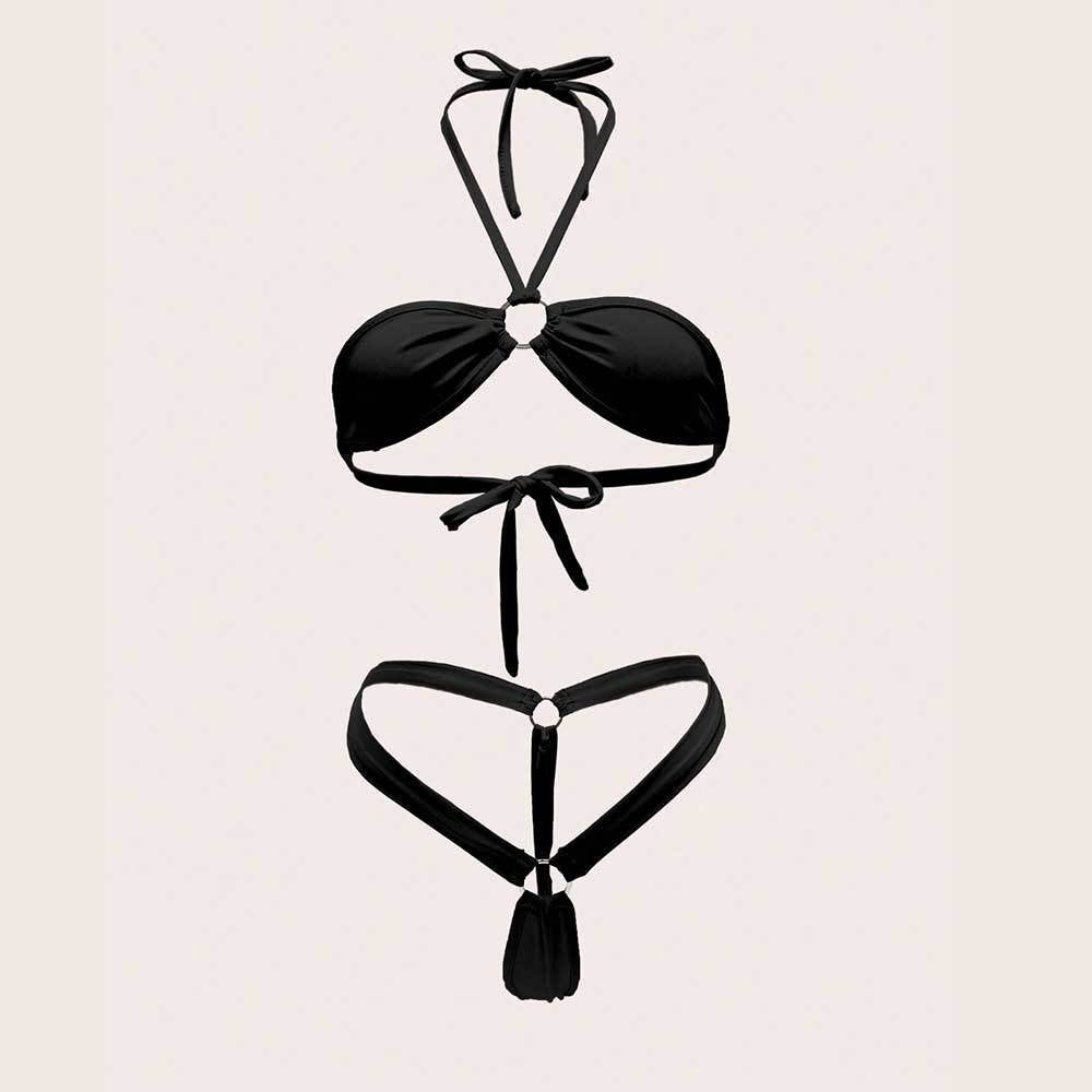 Variant image for Kvinnors Bikiniuppsättning Triangel Topp V-formad Botten Mjukt Elastiskt Tyg-3