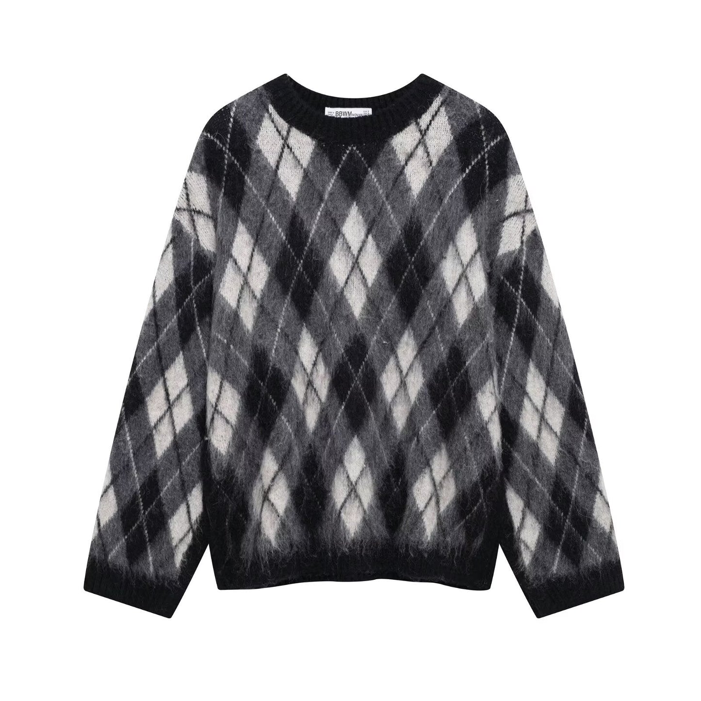 Variant image for Dam Tröja Långärmad Pullover Polyester med Diamantmönster-1