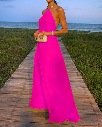 Dam Klänning Ärmlös Chic Polyester-4