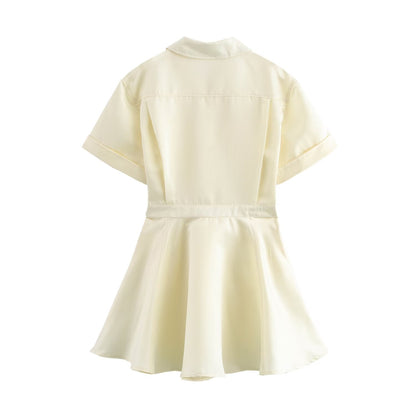 Dam Kort Klänning A-linjeformad Monokrom Minikjol-3