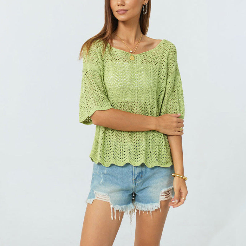 Dam Klänning Rund Halsringning Loose Fit Stickad Viskos-2