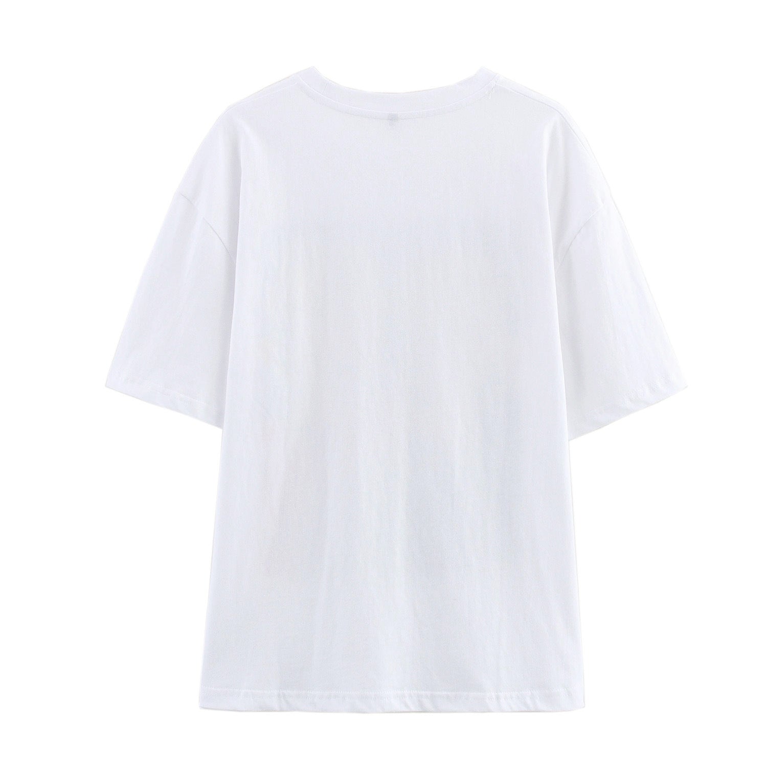 Dam T-shirt Avslappnad Bomull med Konstnärligt Tryck-2