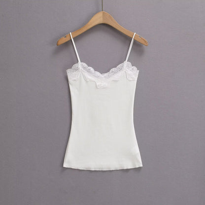 Kvinnors Topp V-ringning Spetsdetalj Mjukt Material 3