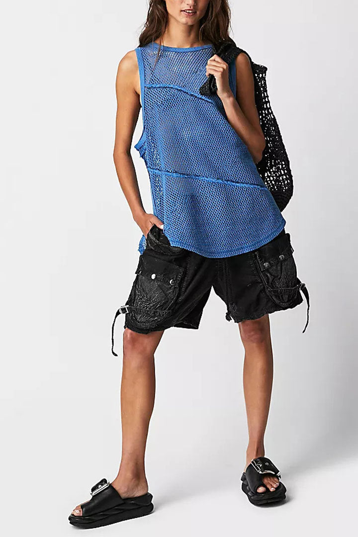 Dam Top Stickad Viskos med Hål Slinga 5