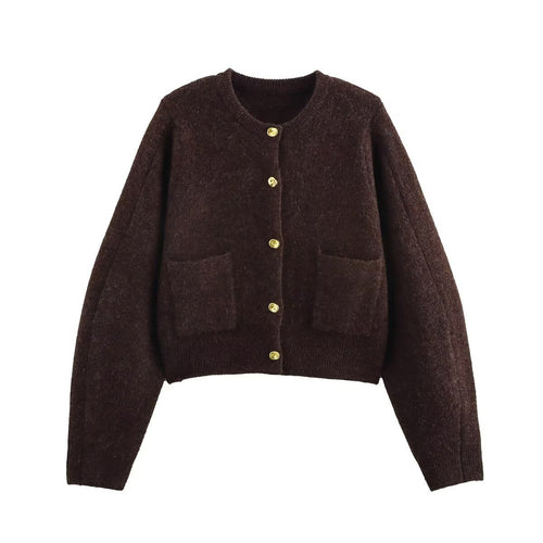 Damjacka Stickad Långärmad Polyester med Sömdekoration-1