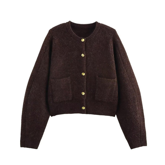 Damjacka Stickad Långärmad Polyester med Sömdekoration-1