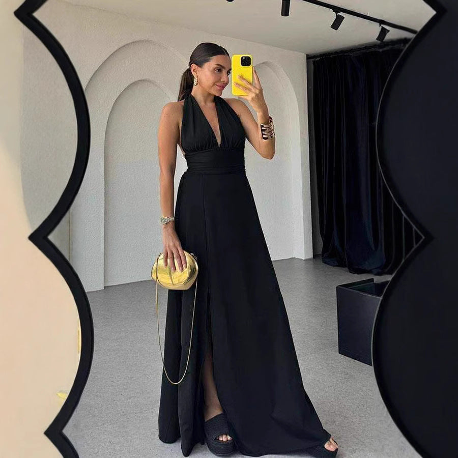 Maxiklänning Dam Asymmetrisk Design 100% Polyester-4