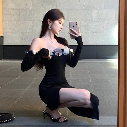 Kvinna Axel-Fri Klänning Blommig Polyester Elastan-4