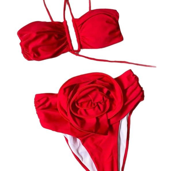 Dam Bikini med Rüsch Detaljer och Justerbara Remmar i Högkvalitativt Elastiskt Tyg 6