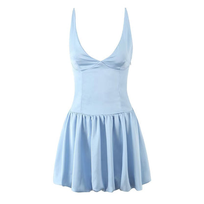 Korta Klänningar Dam A-Line V-ringning Polyester Minikjol-3