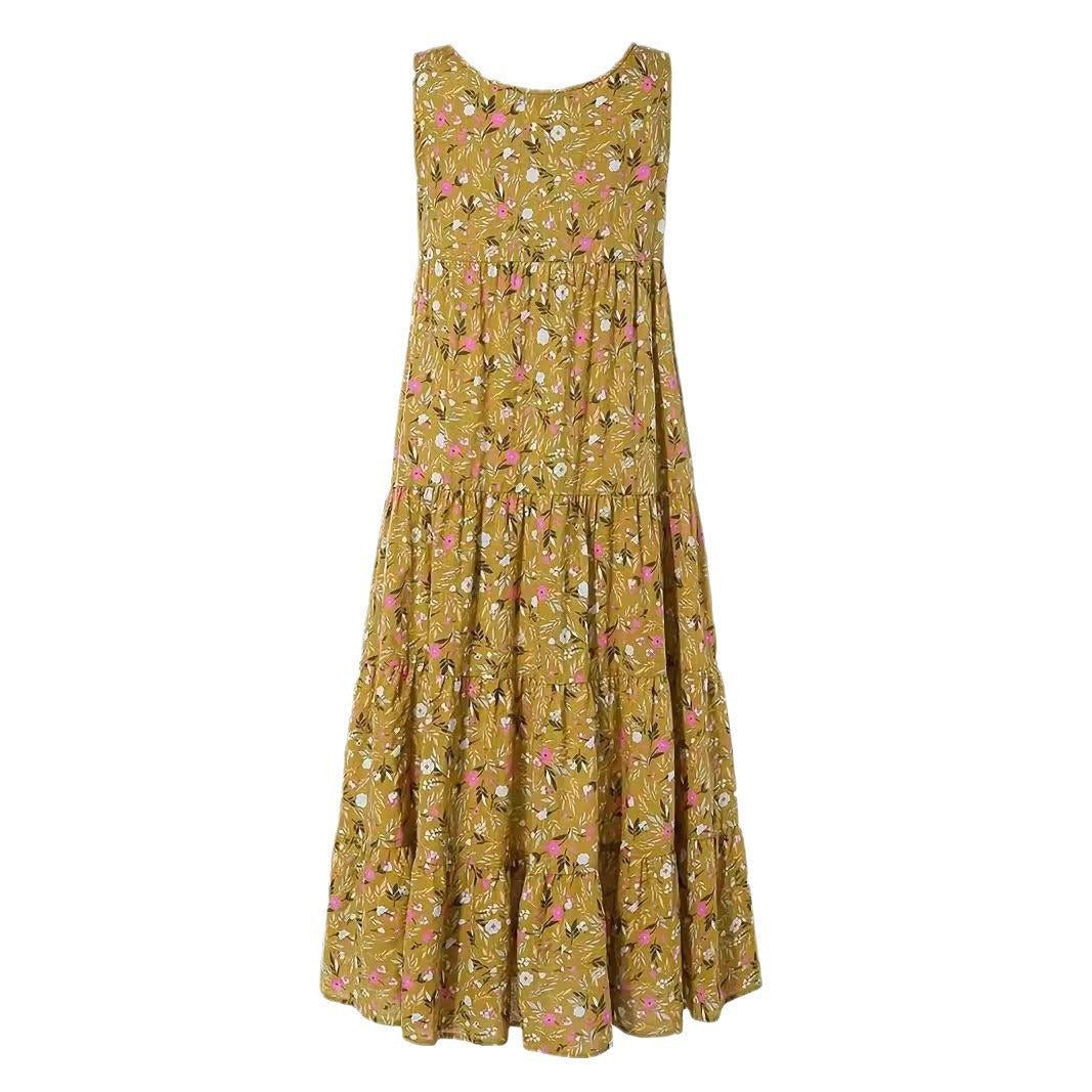 Dam Klänning Asymmetrisk Midi 3D-Blommönster Polyester-6