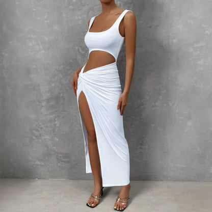 Dam Klänning Midi Minimalistisk Design Högkvalitativt Tyg-5