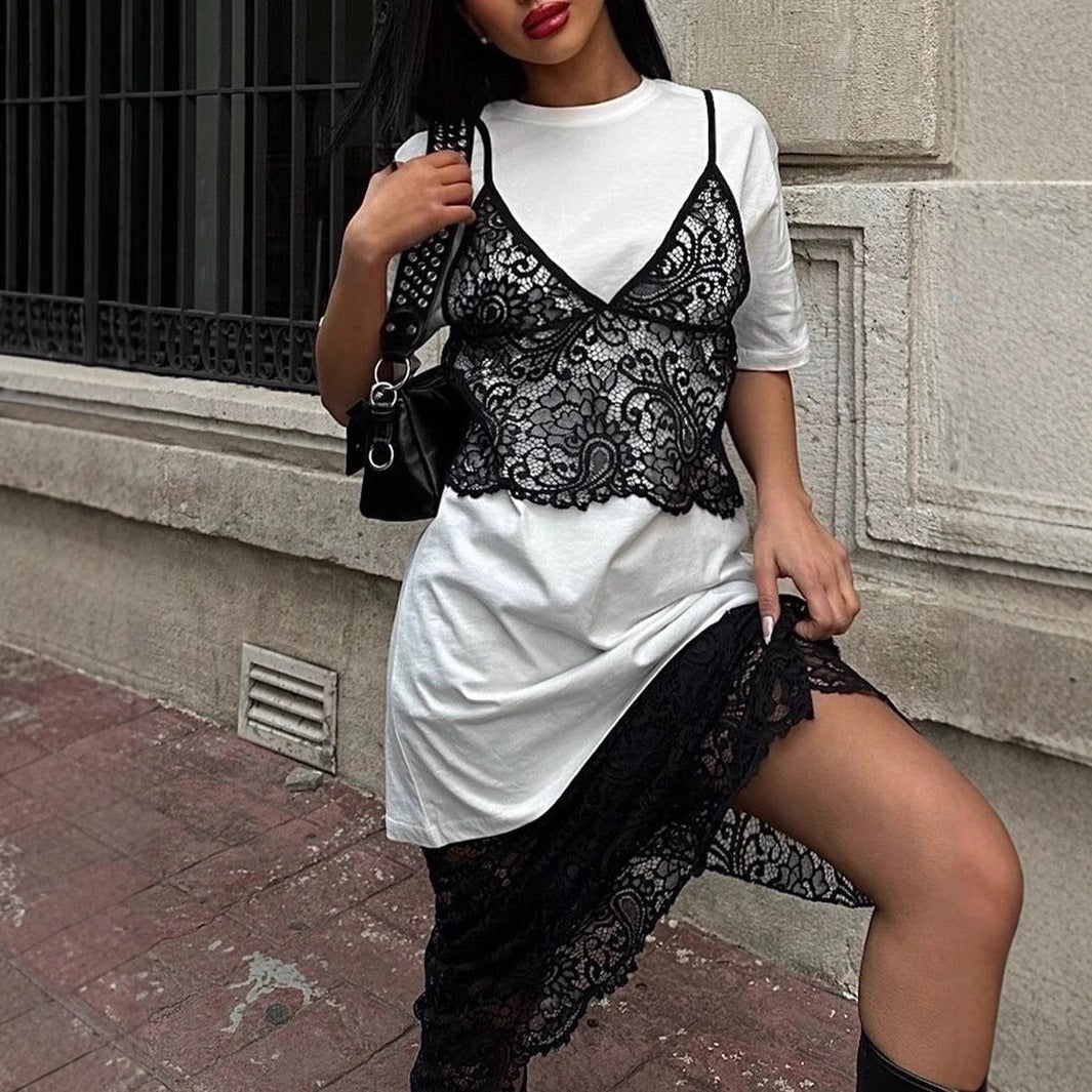 Kvinnors Croptop Skiktad Design Högkvalitativt Material 4