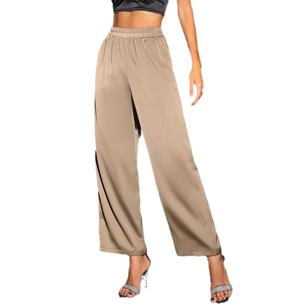 Kvinnor Palazzo Byxor Elastisk Midja Modern Design Mjukt Tyg 5