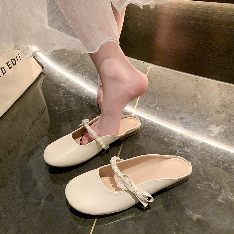 Kvinnor Pantoletter Slip-On Syntetiskt Läder med Prydnadspärlor 5