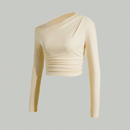 Asymmetrische Langarmtop für Damen aus Atmungsaktivem Material – Modischer Schnitt, Figurbetonend, Ideal für Alltag und Festlichkeiten 3
