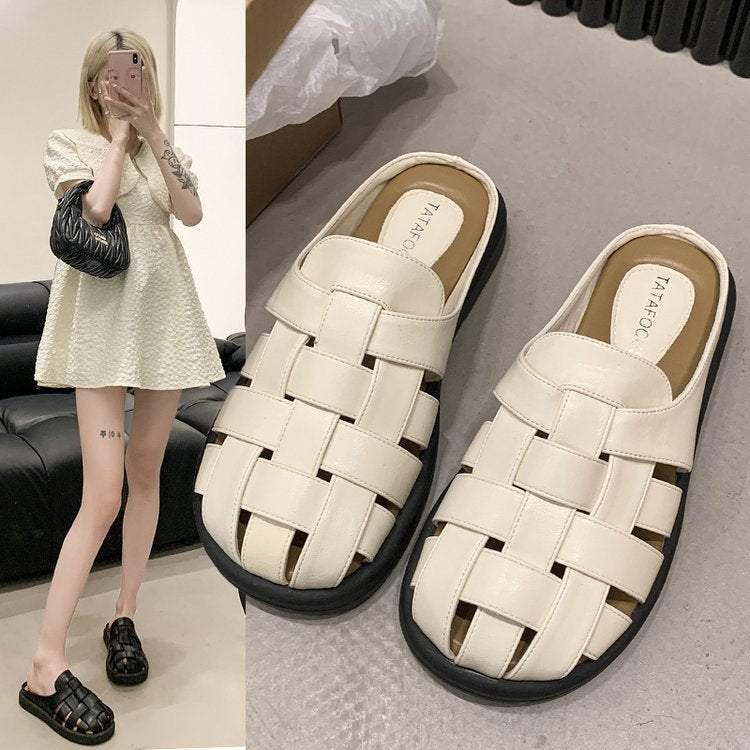 Kvinnors Öppna Sandaler Flätat Syntetiskt Läder Komfortabelt Design 2
