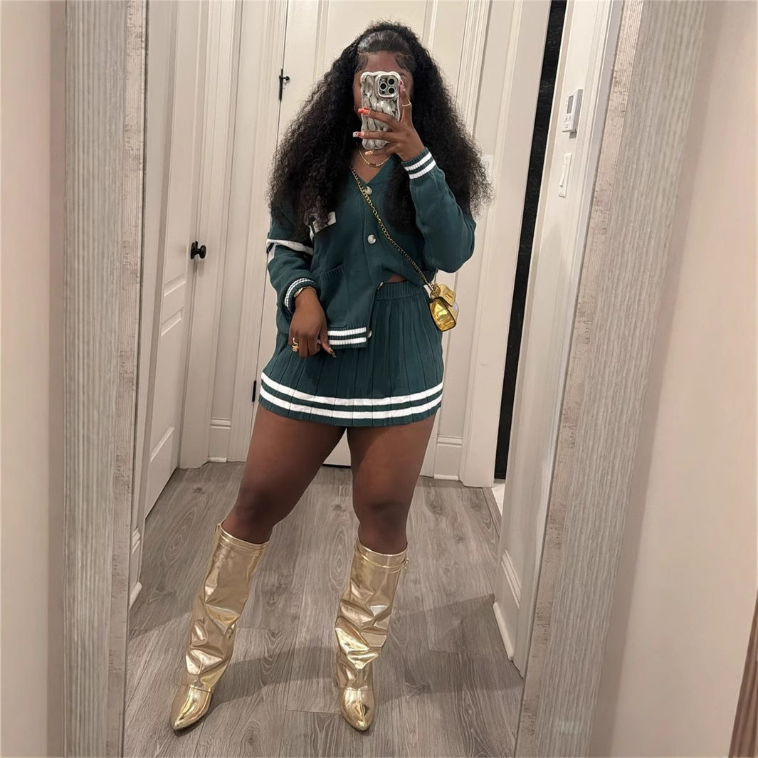 Kvinna Långärmad Kofta Mini Rock Polyester Spandex-5