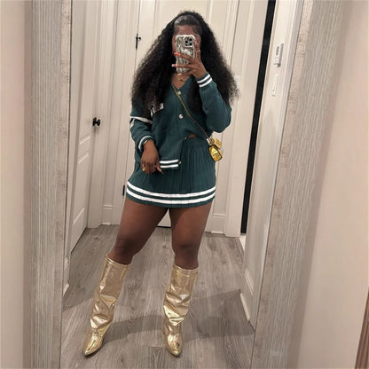 Kvinna Långärmad Kofta Mini Rock Polyester Spandex-5