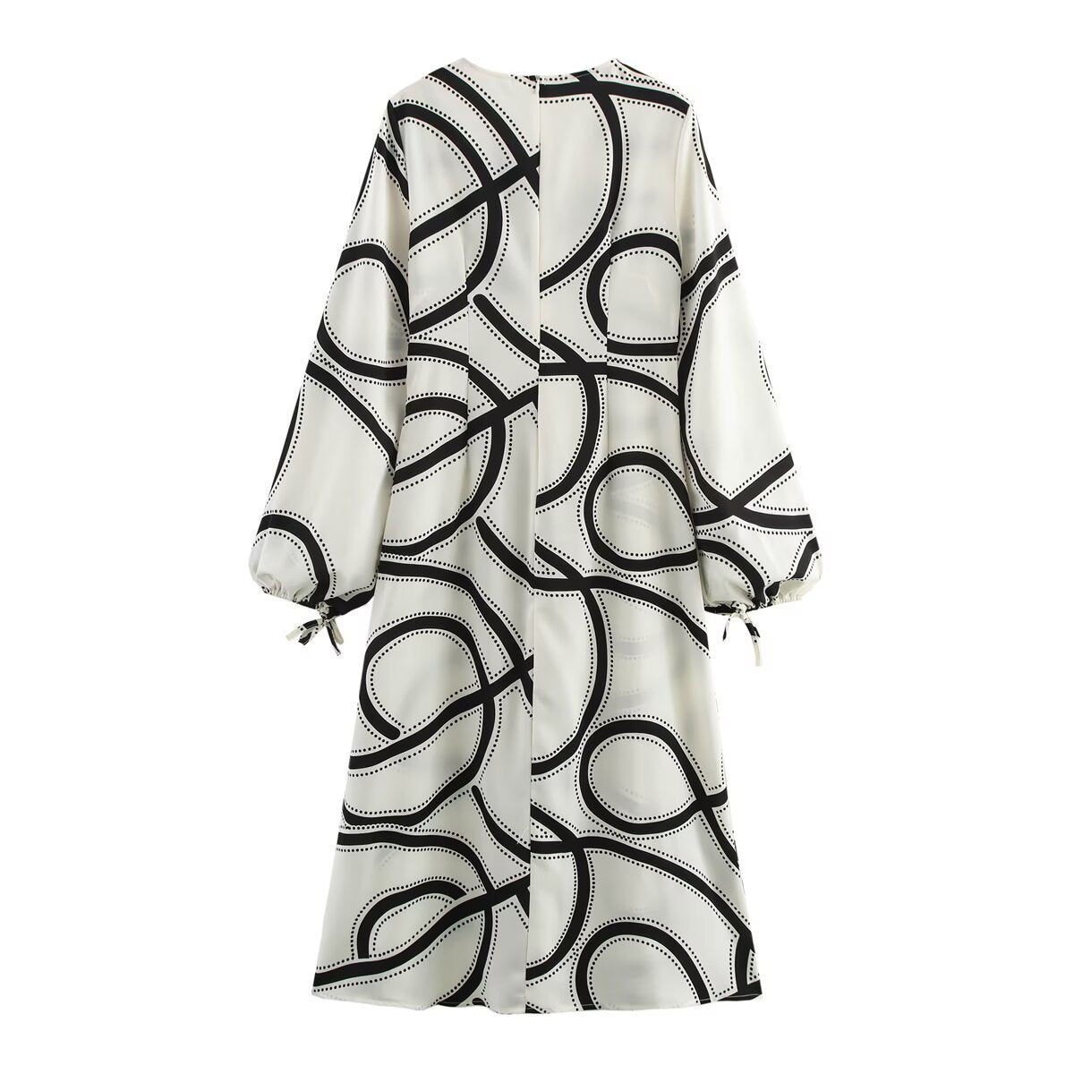 Damklänning A-Linje V-ringning Lykta Ärmar Polyester-4