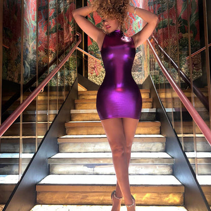 Kvinnors Bodycon Klänning Hög Midja Polyester-5