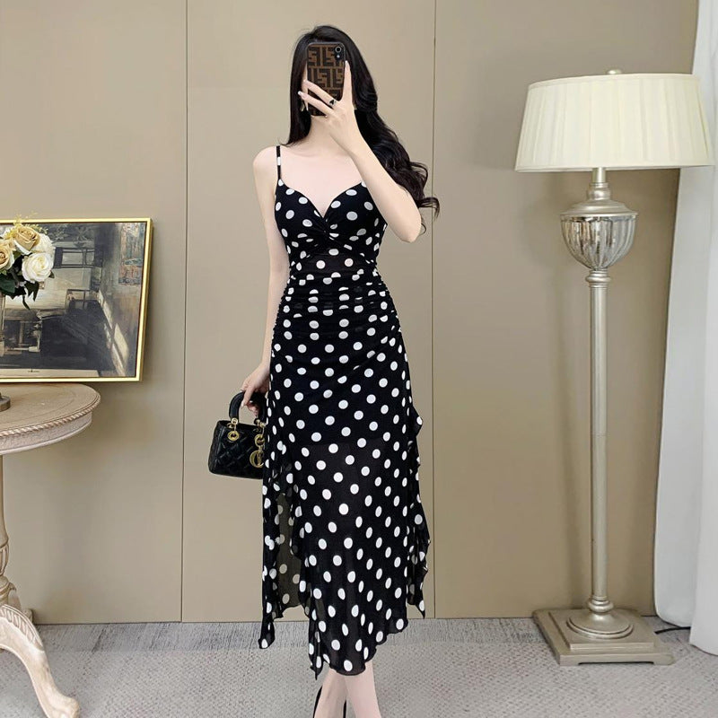 Maxiklänning Dam Spaghetti Band Djup V-Hals Polyester Lång Klänning-1