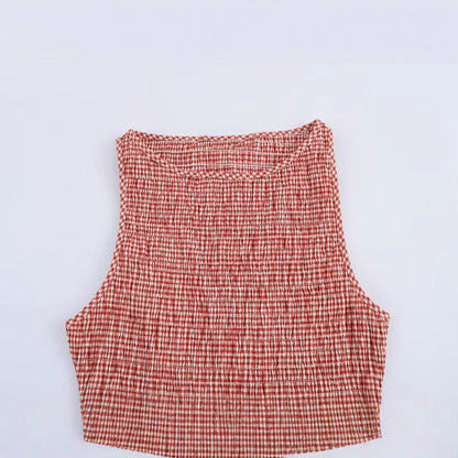 Kvinnors MIDI Klänning Rutig Ärmlös Polyester A-linjeform 2