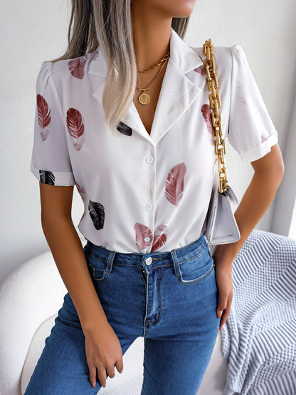 Dam Vårdräkt Revers Blus Polyester Kort Ärmlängd-1